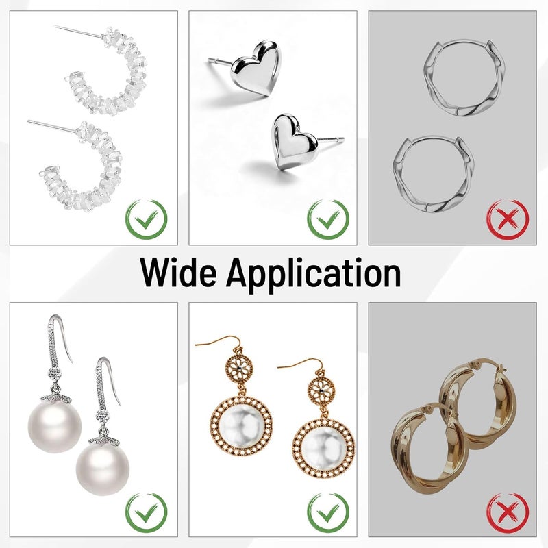 DSOMHZ Earring Backs Replacements,Bullet Earring Backs for Studs/Droopy Ears, Secure Locking Backings for Sensitive Ears, Hypoallergenic&Comfortable (White Gold 6 PCS) - Image 4